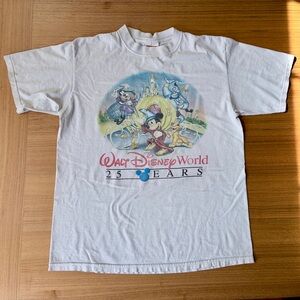 Vintage Large Walt Disney World 25th Anniversary Mickey Inc T-Shirt White